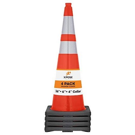 XPOSE SAFETY Traffic Cone, PVC, 36" H, Orange OTC36-64-4-X-S